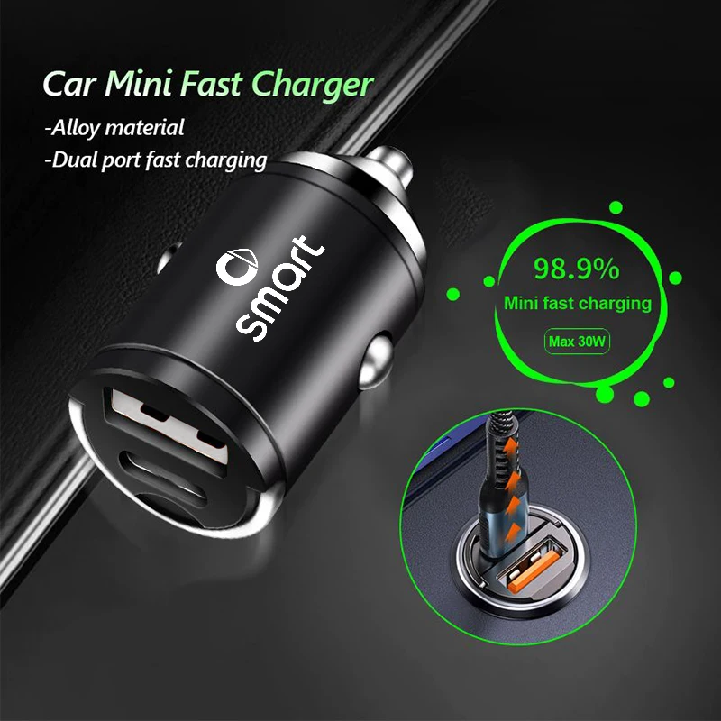 Cargador de encendedor de cigarrillos para coche QC3.0 USB tipo C teléfono carga rápida para Smart Fortwo 451 450 453 Forfour EQ Cabrio Crossblade