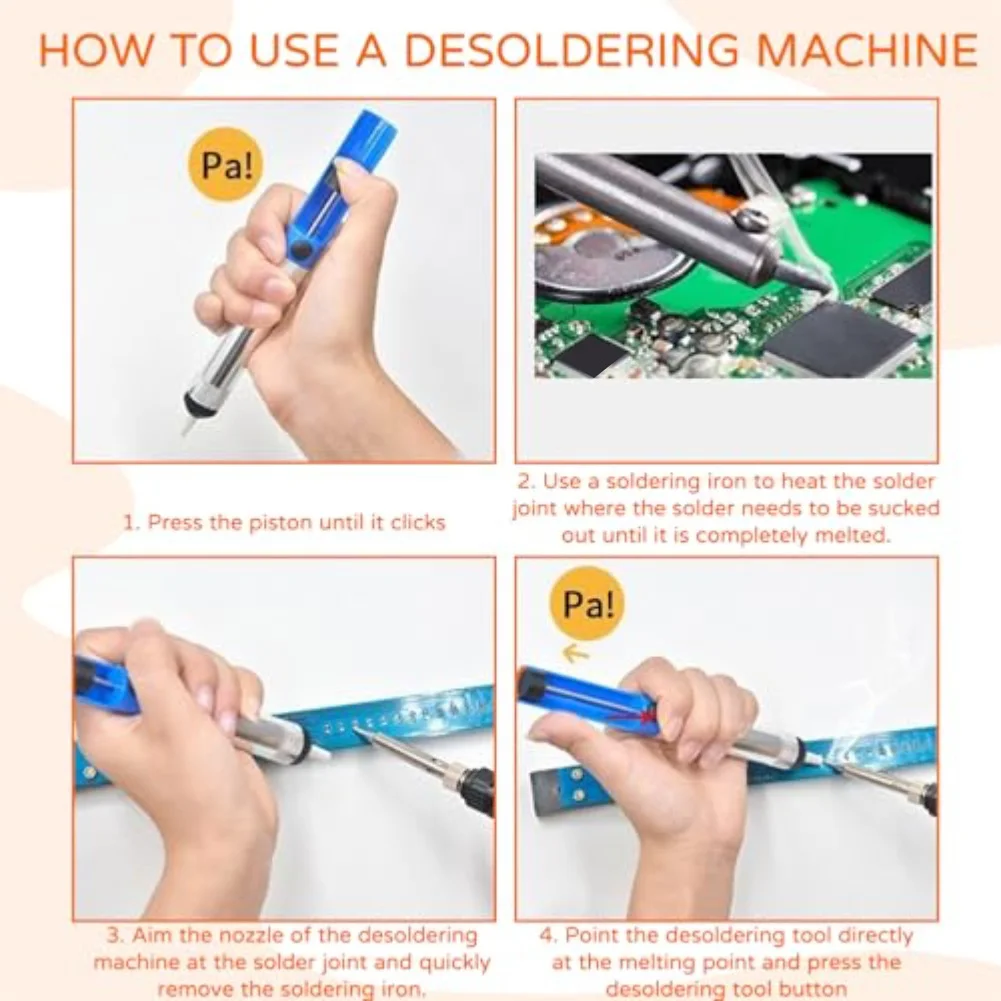 Powerful Desoldering Pump For Precision Solder Removal – Lightweight Metal Body, Easy One-Hand Operation