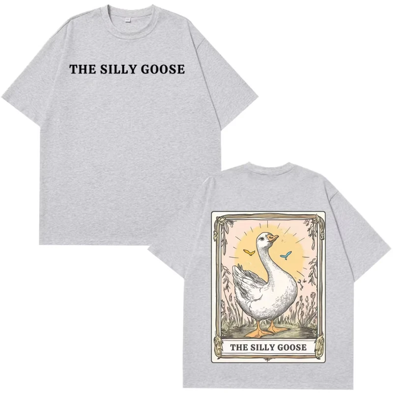 Silly Goose Tarot Card Funny Meme Graphic Tees Men Women Fashion Clothing T-shirts Summer Cotton Loose Harajuku Hip-hop T-shirts