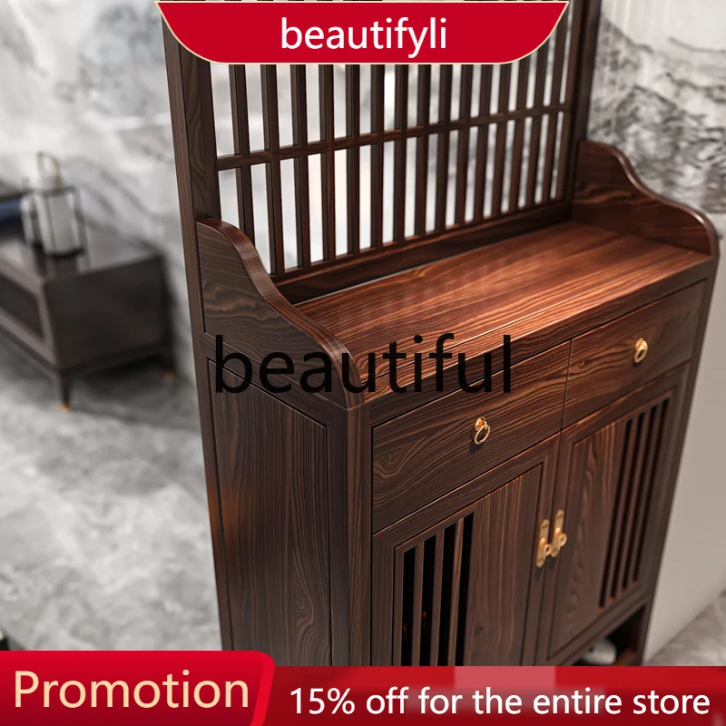 

A57 New Chinese-style screen partition is opposite the door, living room household solid wood porch shielding shoe cabinet
