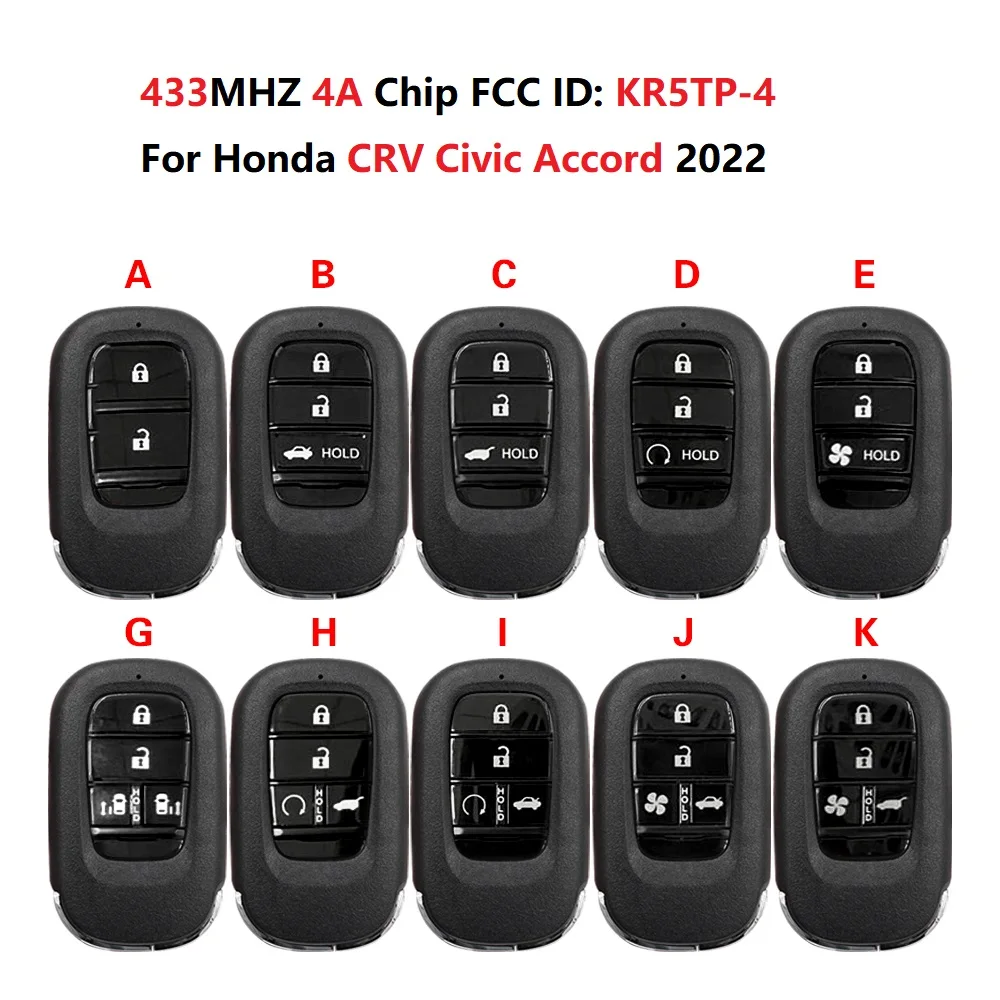 

CN003155 OEM FCC KR5TP-4 for Honda CRV Civic Accord 2022 Smart Car Remote Control Key Fob 433MHZ 4A Chip 2/3/4/5 Bts Keyless Go