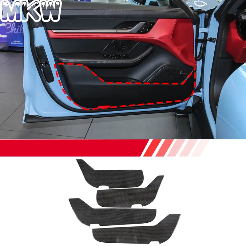 

Декоративная наклейка из мягкого карбона на дверную панель для Porsche Taycan 2019-2025, защита от царапин, аксессуары для интерьера автомобиля
