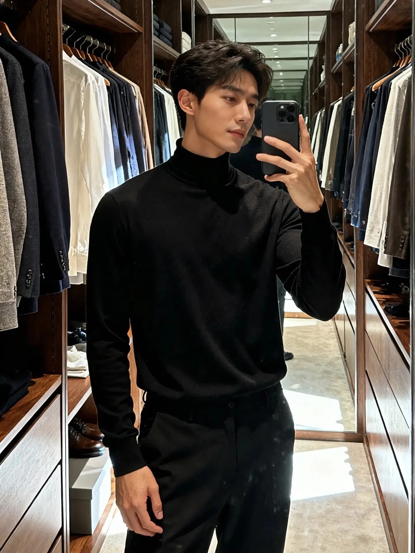 

Cleanfit Men's High Ne Knitted Sweater Winter Thiened Fce Lined Elastic Slim Fit Base irt Briti Sle Knitwear