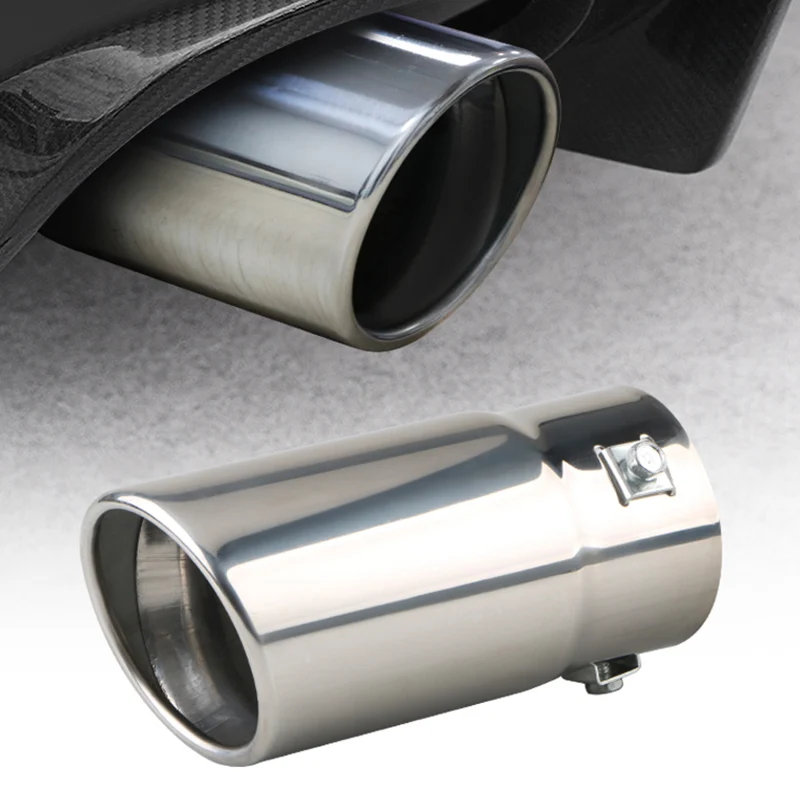 Universal Car 70mm inlet 76mm outlet Car Exhaust Tail Muffler Tip Stainless Steel Silver Black Exhaust Tips Pipes