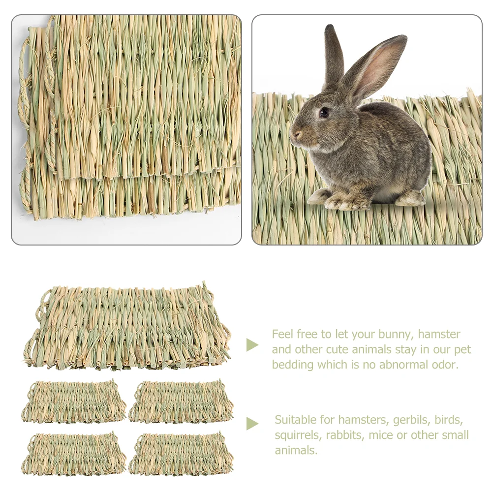 Pet Mat Pad Rabbit Cooling Natural Woven Bed Grass Summer Bunny Small Hamster For Mattress Toppers