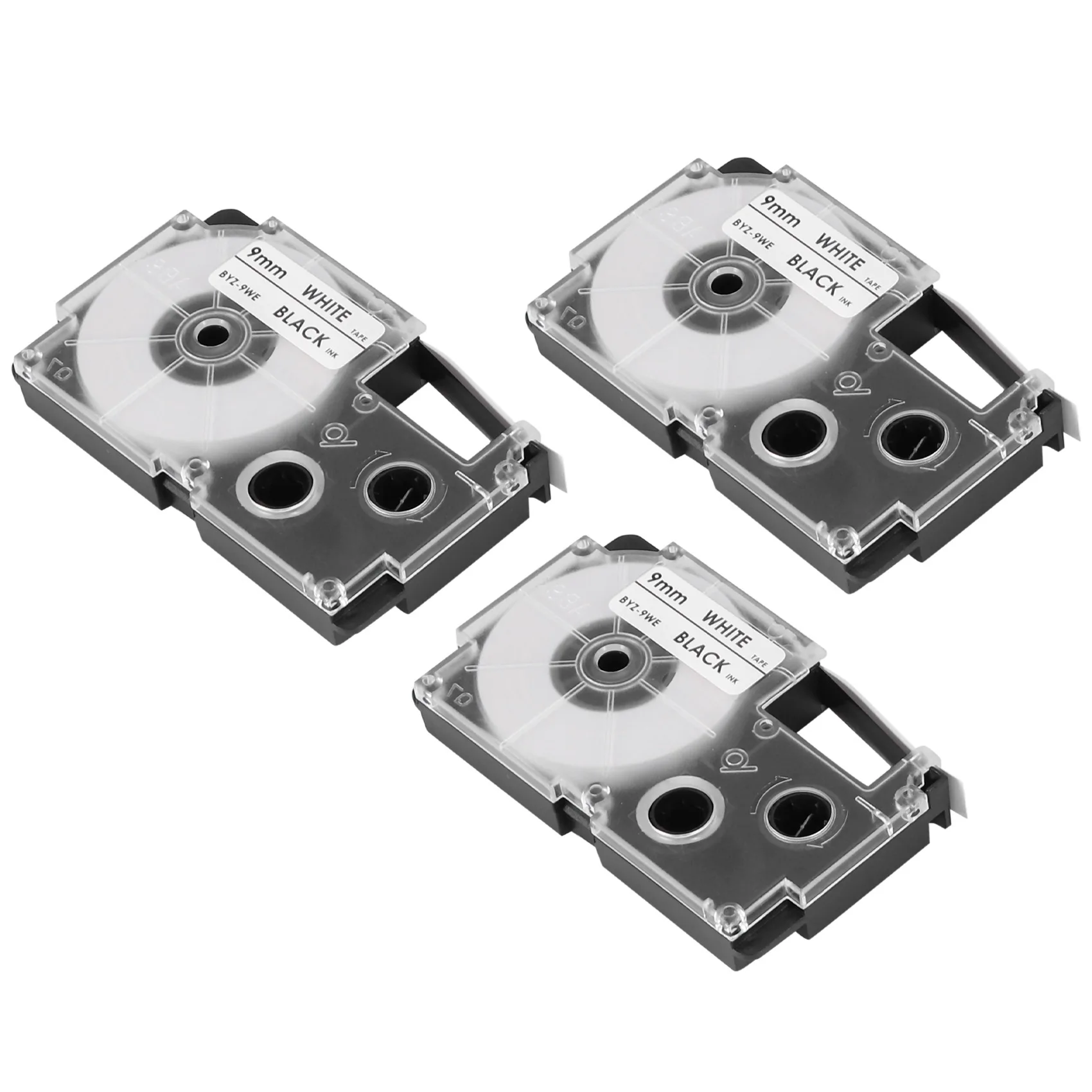 3 Pack 9mm Black on White Label Tape Label Maker Compatible with KL-120, KL-60, KL-100, KL750B, KL750, KL7200 Label Makers