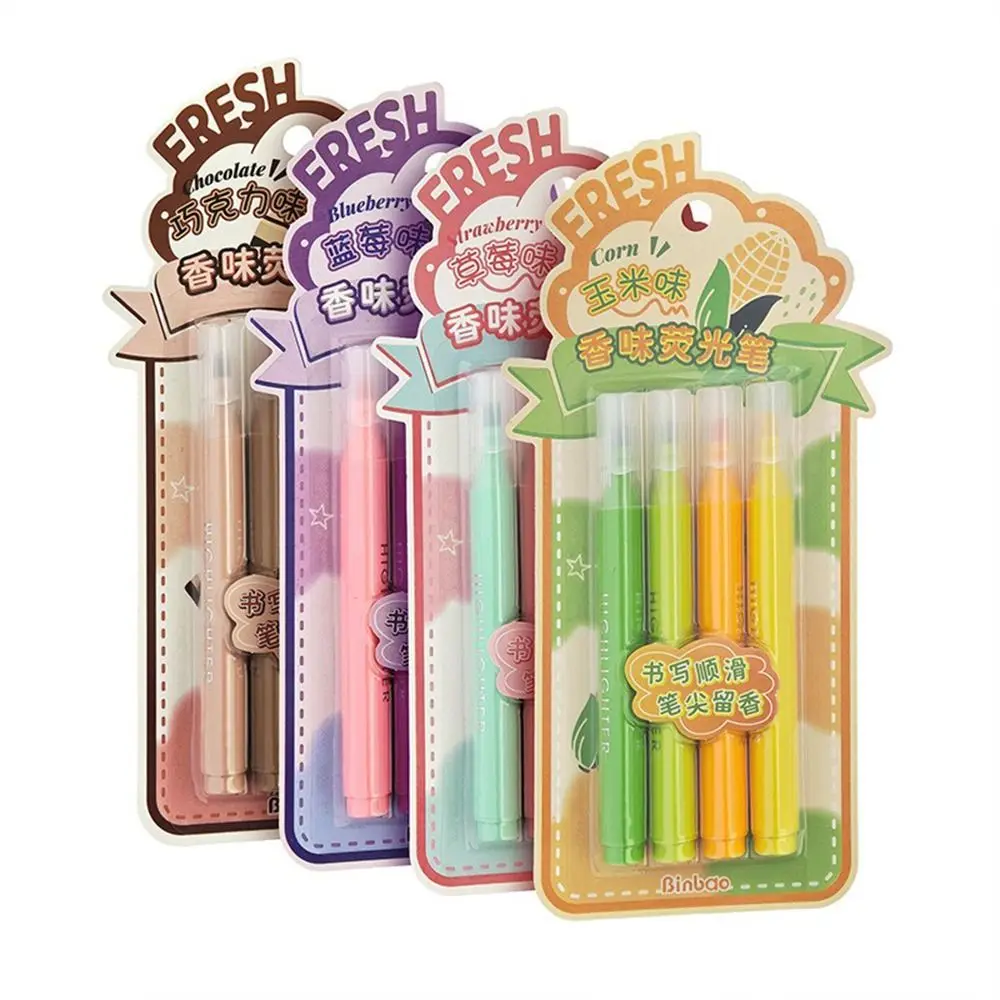 4PCS/Set New Fragrant Highlighter Pen Eye Protection Painting Graffiti Fluorescent Pen Large Capacity Marker Pen School Office