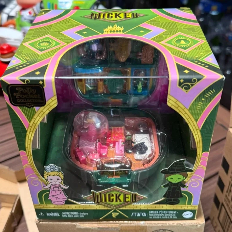 （in stock）Polly Pocket x Wicked Musical Compact Mini Doll Makeup Set Glinda Elphaba Broadway Collection Gift for Girls