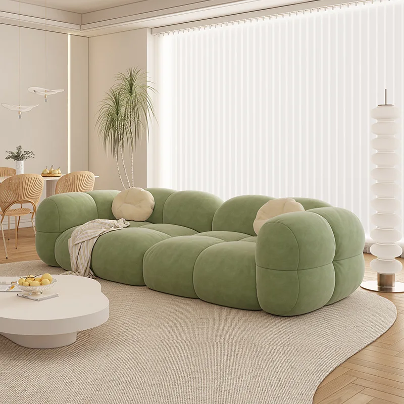 celebrity cream wind green jelly sofa small apartment straight row apartment living room velvet fabric sofa combination