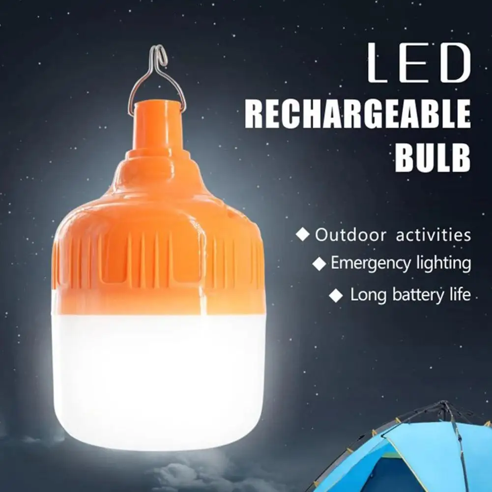 Lampu darurat LED isi ulang USB 100W, lentera berkemah luar ruangan portabel daya tinggi, peralatan bohlam tenda