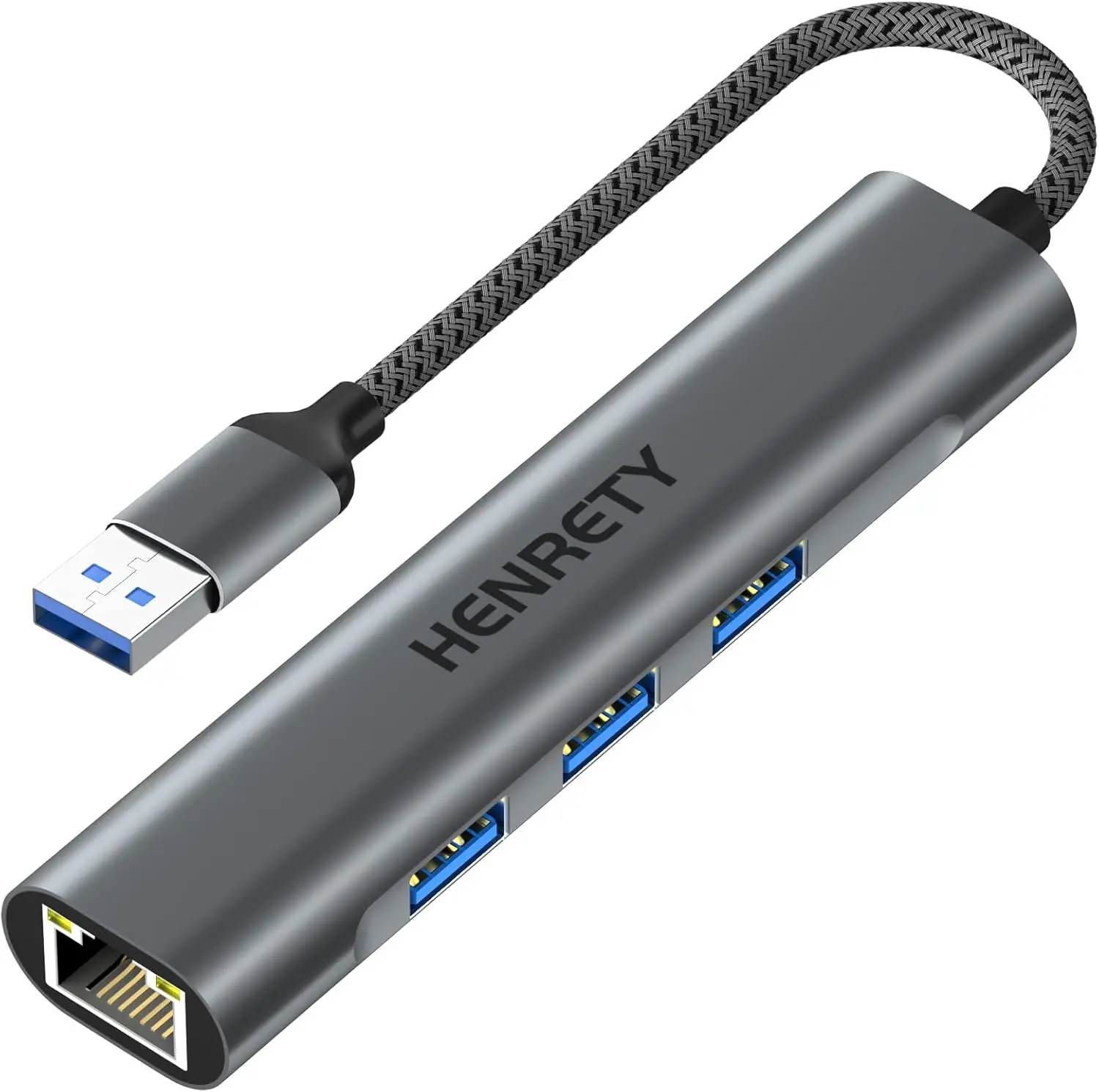 

USB to Ethernet Adapter, 4-in-1 USB 3.0 Hub with RJ45 Gigabit LAN, Compatible with Windows, Mac, Linux, Chromebook
