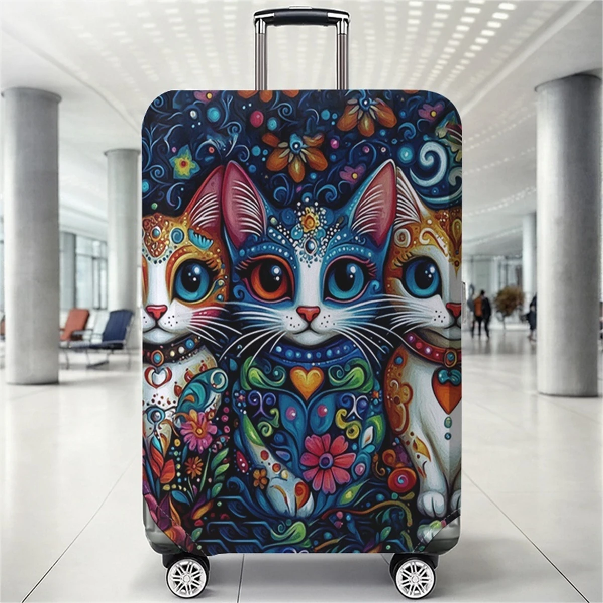 

Защитный чехол для багажа с цветочным узором Day of the Dead Cat, подходит для чемоданов 18-32 дюймов, чехлов для ручек багажа, дорожных сумок.