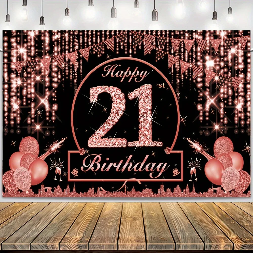 Alles Gute zum Geburtstag Party Hintergrund 21. Rot Glitzer Schwarz Erwachsene Party Dekoration Banner Fotografie Hintergrund Partyzubehör