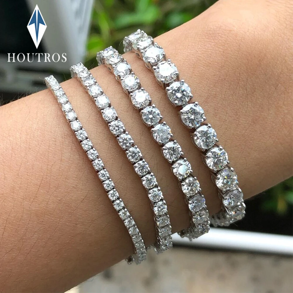 

Браслет-теннис из муассанита круглой огранки 2-6,5 мм, сертифицированный D VVS1, из стерлингового серебра 925 пробы с покрытием из белого золота 18 карат, подарок на годовщину свадьбы, ювелирное украшение