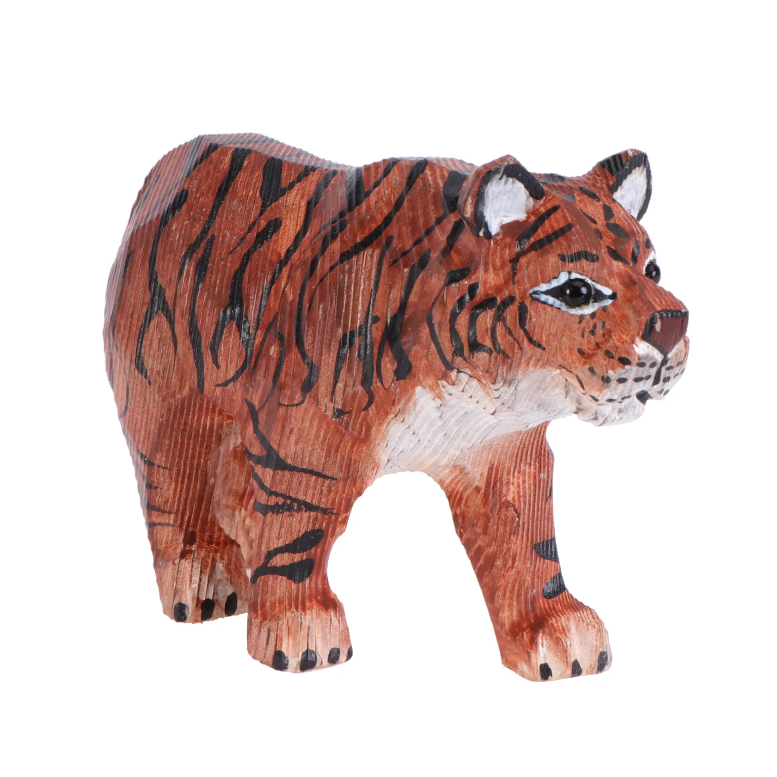 

1pc Wood Ornaments Hand-Painted Tiger Figurines Desktop Decorations Home Bedroom Decor Tiger Shape Creative Small Figurines