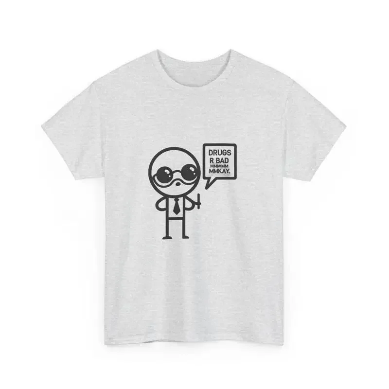 Minimalist Anti Drug Cartoon T Shirt Fun Statement