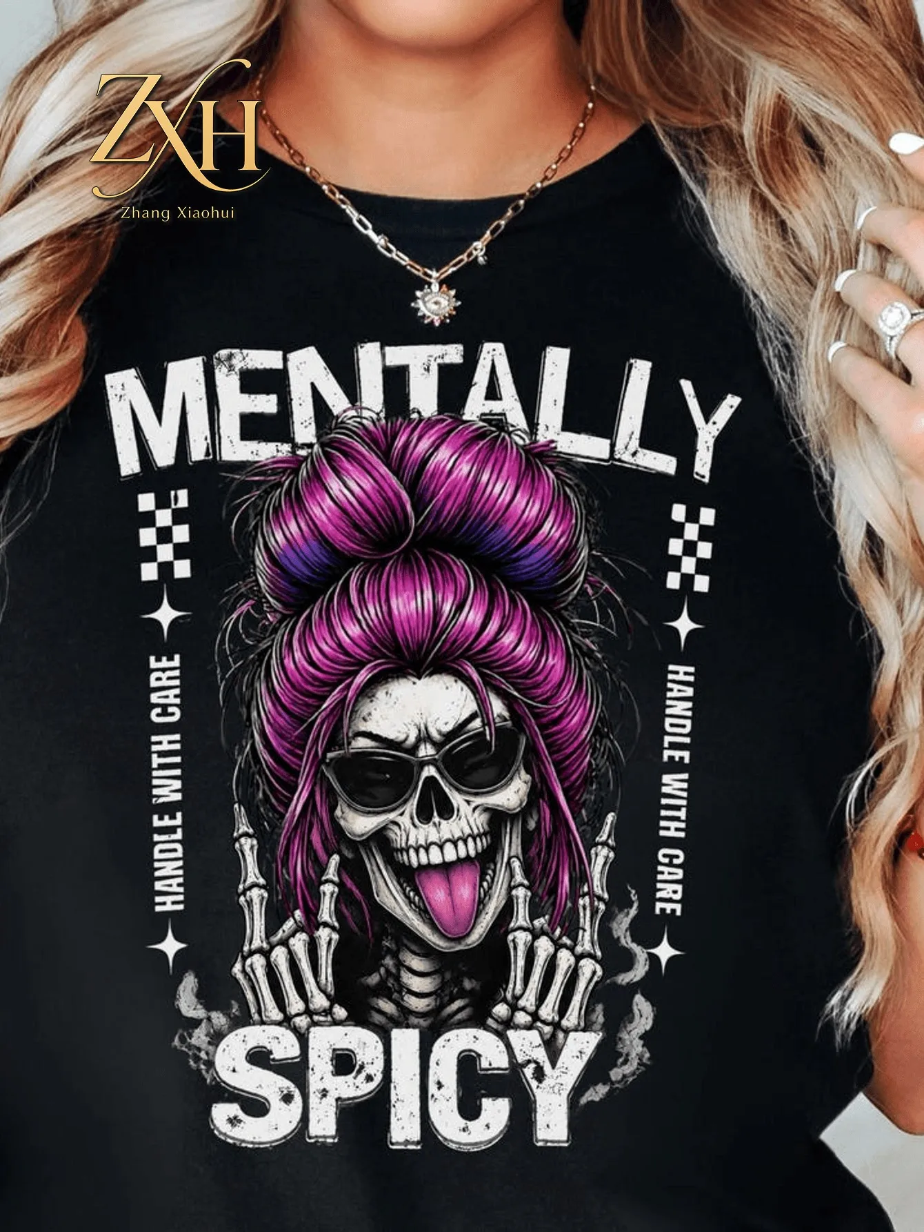 Mentally Spicy Skeleton Shirt, Handle with Care Skull Tee, Funny Mental Health Comfort Colors Unisex Shirt
