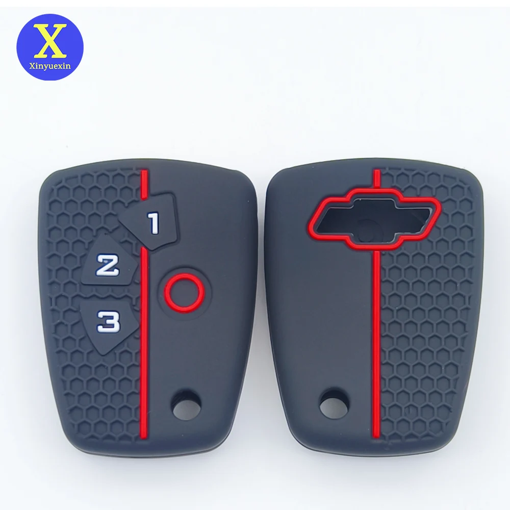 Xinyuexin Silicone Key Cover Case for Chevrolet Cruze Spark Onix Silverado Volt Camaro 4 Button Remote Key Shell Car Accessories