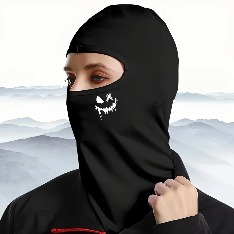 Smiling face print pattern riding mask outdoor equipment suitable for men and women, sun protection and breathability