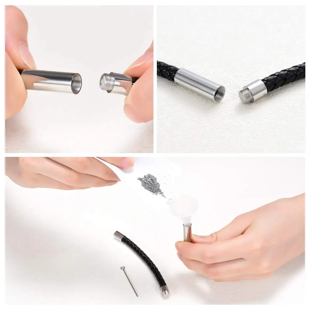 Cremation Jewelry Urn Bracelet for Ashes for Women Men Cylinder Genuine Leather Bangle Bracelet Ashes Memorial Keepsake Jewelry