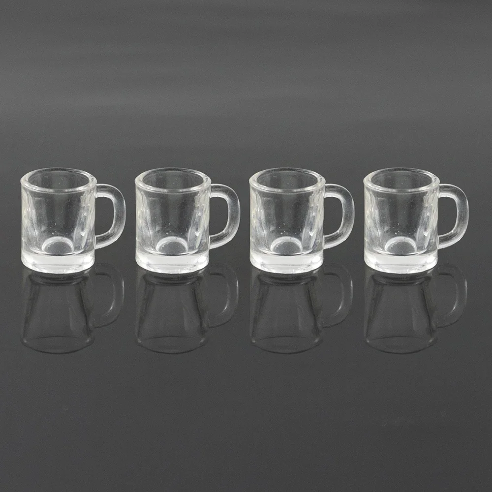 4Pcs 1/12 Dollhouse Miniature Accessories Mini Resin Wine Glasses Simulation Water Cup Teacup Model for Doll House Decoration