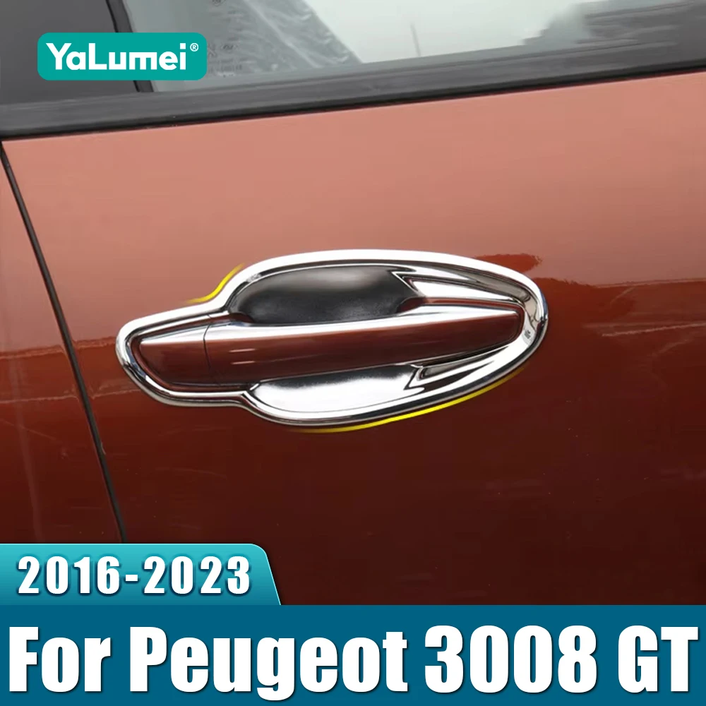 

Car Door Handle Bowl Trim Cover Accessories For Peugeot 3008 GT 2017 2018 2019 2020 2021 2022 2023 3008GT MK2 Hybrid