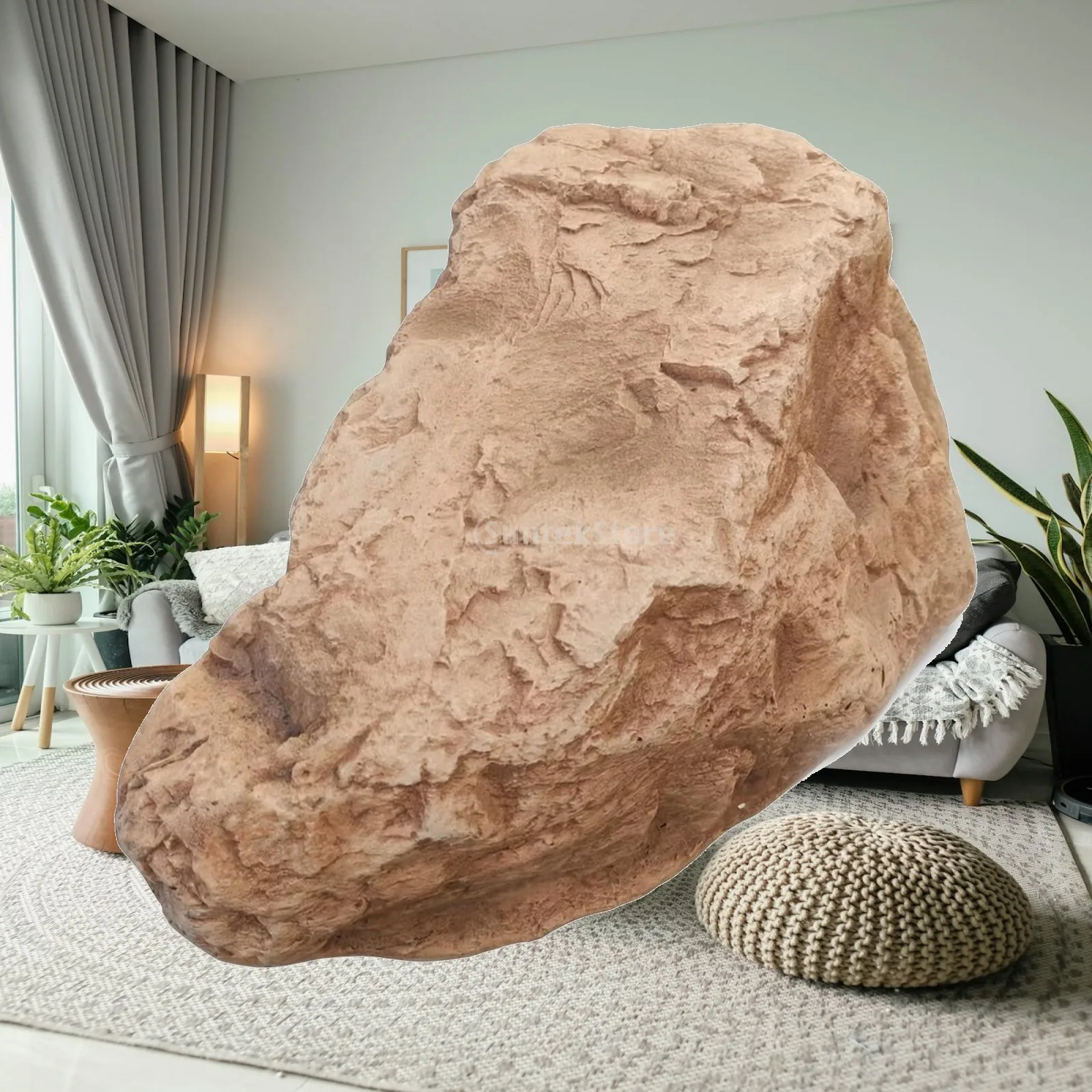 Faux Foam Boulder Ornament Textured Yellow Beige Landscape Stone for Theater Stage Set Design