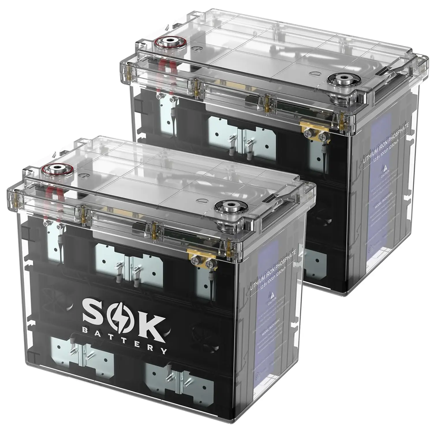

12V 100Ah LiFePO4 Lithium Battery Marine Battery IP65 Waterproof Transparent Case, Built-in Smart BMS with, Customized