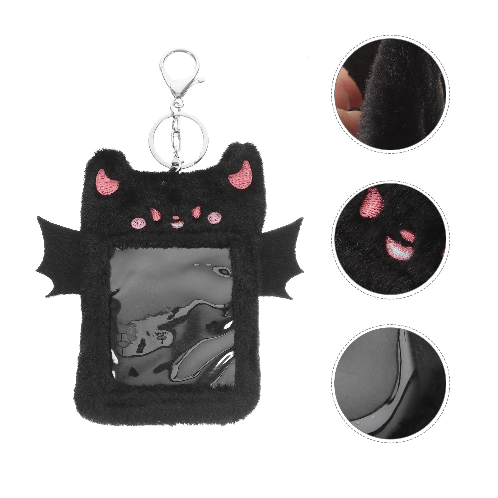 

Photocard Holder Keychain Plush Insignia Keychian Protectors Kawaii Lanyard Id Black Alloy Sleeve