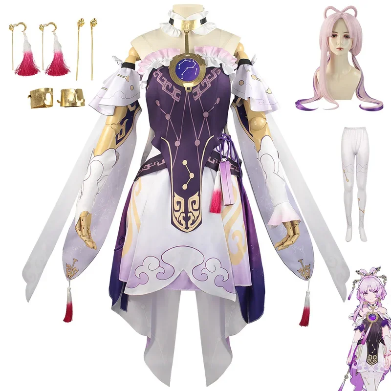 Game Honkai Star Rail Fu Xuan Cosplay Costumes Uniform Outfit Halloween Party Fuxuan Cosplay Wig Costume Fu Xuan Cosplay Wigs