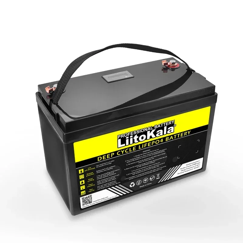 LiitoKala 12.8 فولت 100AH LCD LiFePO4 بطارية 12 فولت بطاريات ليثيوم فوسفات الحديد دورات العاكس ولاعة السيارة الشمسية خالية من الخدمة