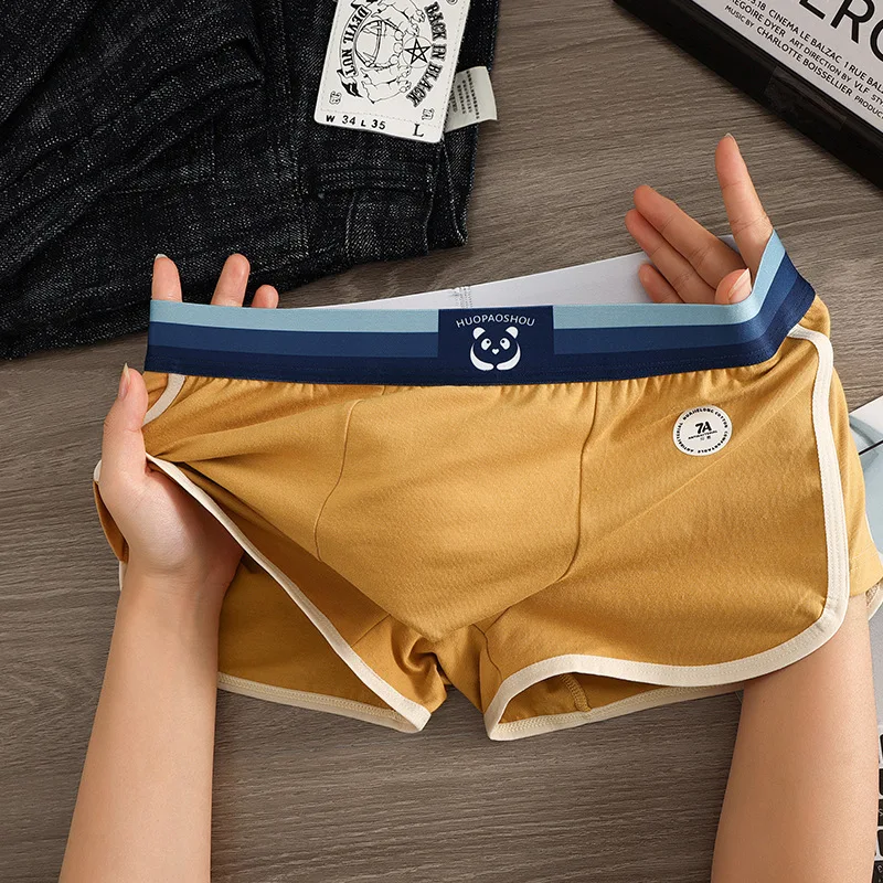 Men\'s Solid Color Underpants Loose Boxer Shorts Breathable Cotton Panties Trend Young Softness four Corner Sports Boxershorts