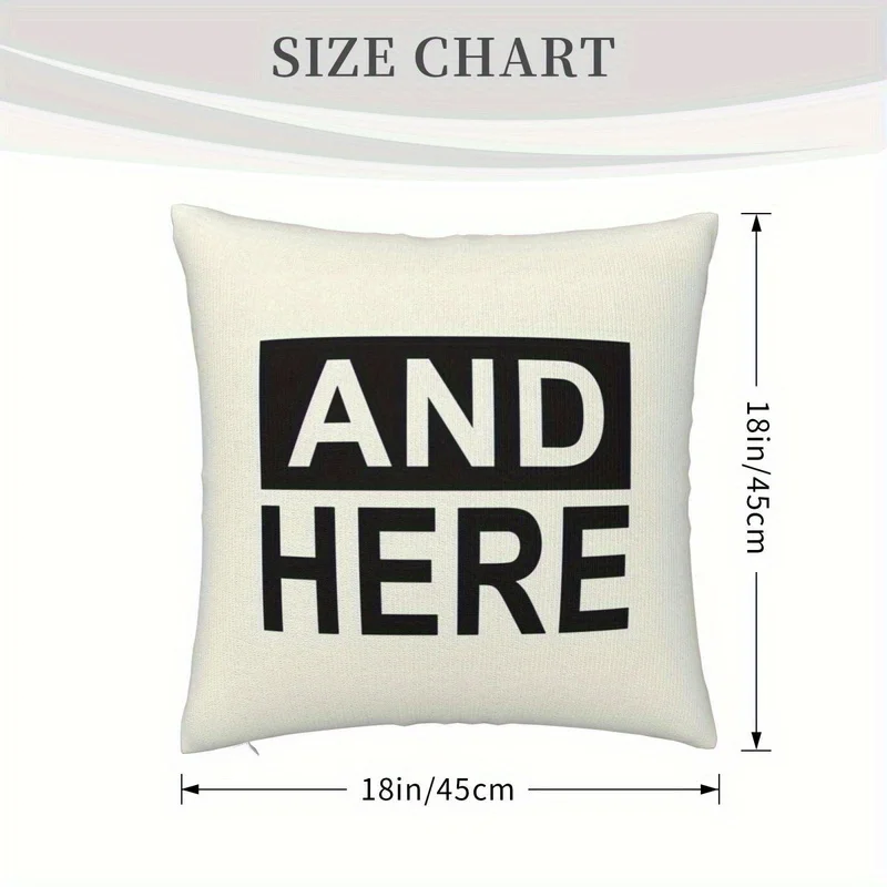 AND HERE Quote Typographic Double-Sided Pillowcase, Modern Black and White Text Cushion Cover with Zipper, Washable Decor Case