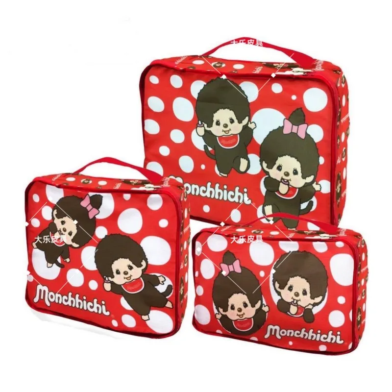 3PCS Monchhichi Series Clothing Storage Bag Cartoon Character Creativity Printing Large Capacity Multifunctional Packaging Bag