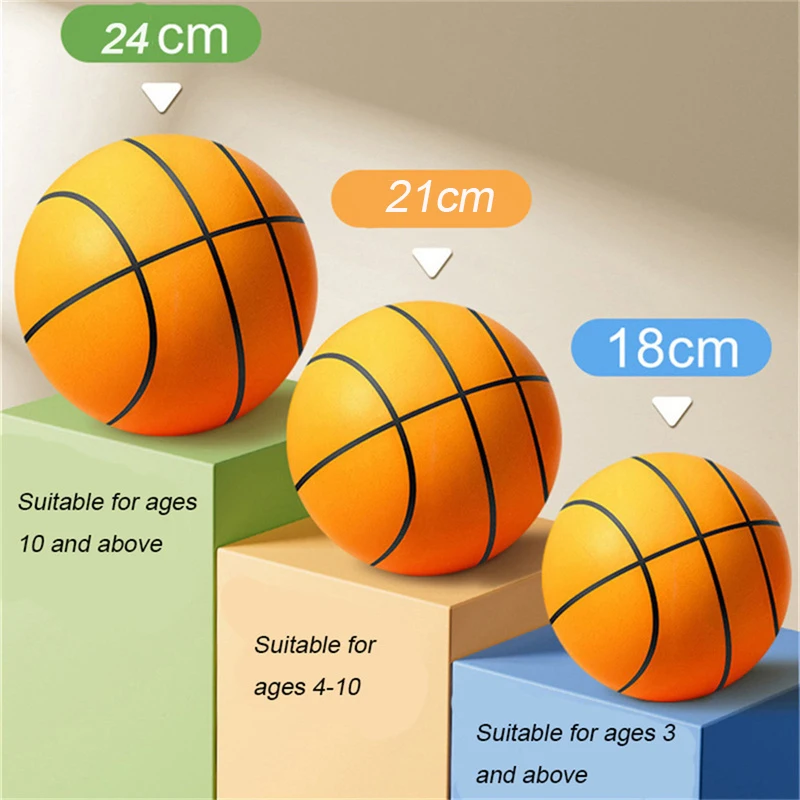 Indoor Mute Elastic Basketball With High-Resilience Foam Bouncing Ball Diameter 24/21/18cm Solid Sports Ball Toy For Children