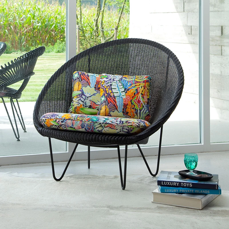 #Outdoor Made Of Rattan Sofa Hotel Patio Garden Balcony Leisure Furniture Patio Villa Resorts Aluminum Alloy Cane Chair