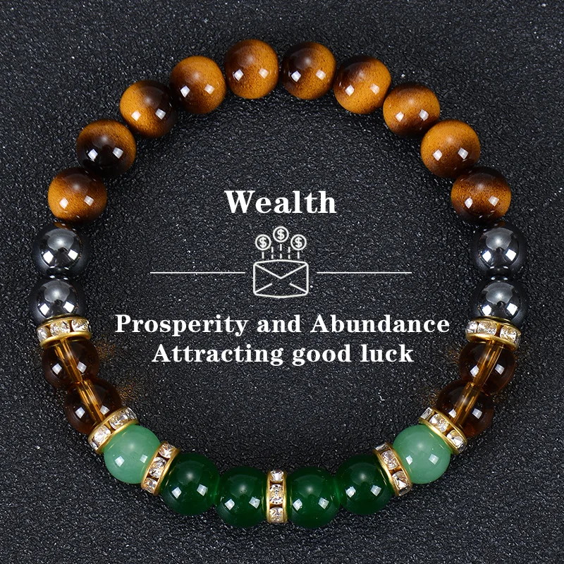 DAVINI 1pc Natural Stone Wealth Bracelet Beaded Protection Bracelet Adjustable Lucky Bracelet Feng Shui Handmade Jewelry