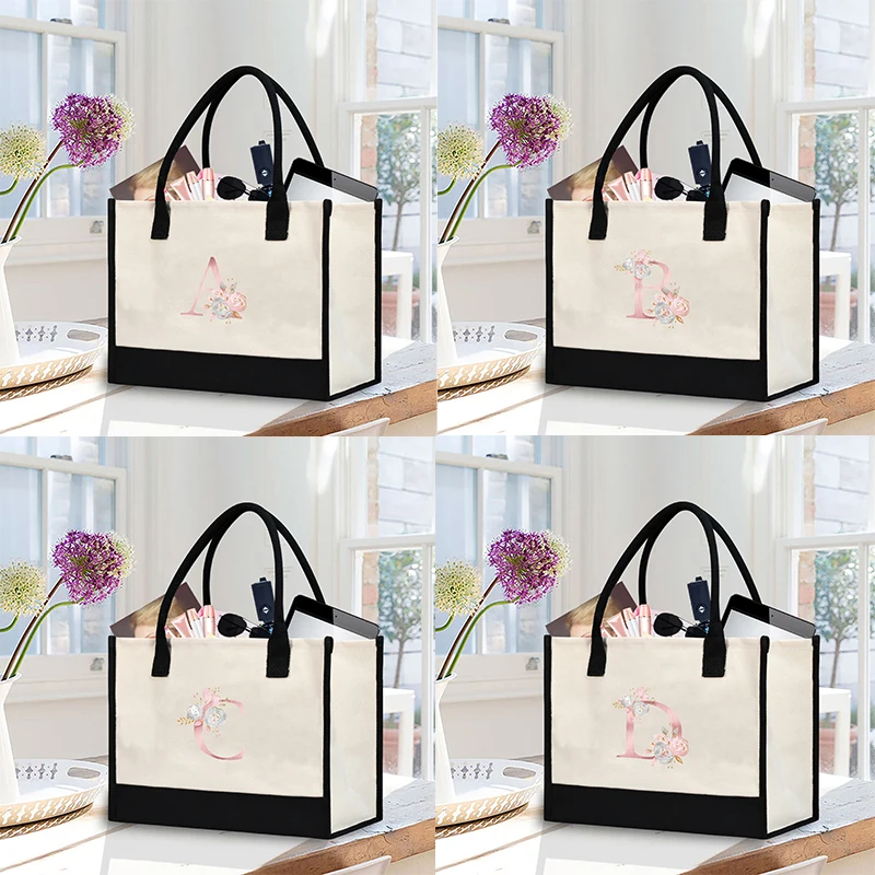 Pink Hot Stamping Letter Printed Women's Handbag with Large Capacity Internal Waterproof Leisure Commuting Bag