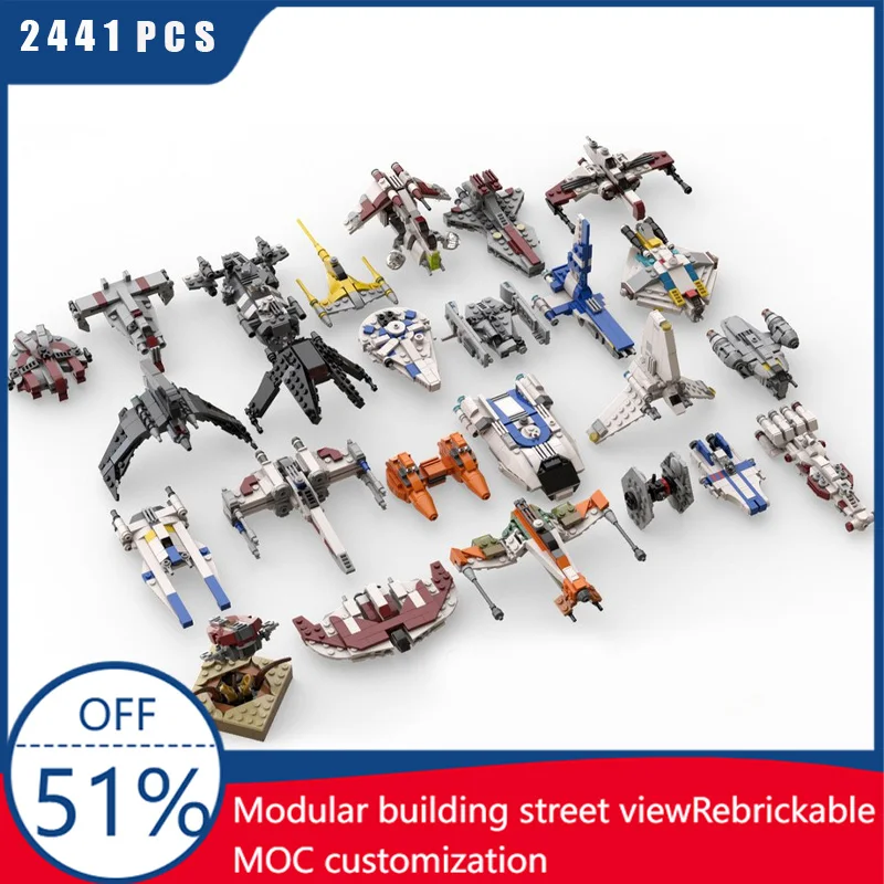 

2441 шт. MOC Star Battle, мини-истребитель, модель строительного блока, кирпичи, сделай сам, креативная сборка, развивающие игрушки для детей, Рождественский подарок