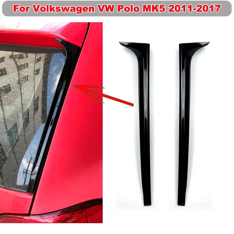 

2PCS Rear Window Splitter Sticker Cover For Volkswagen VW Polo MK5 2011-2017 Deflector Wing Side Spoilers Canard Car Accessories