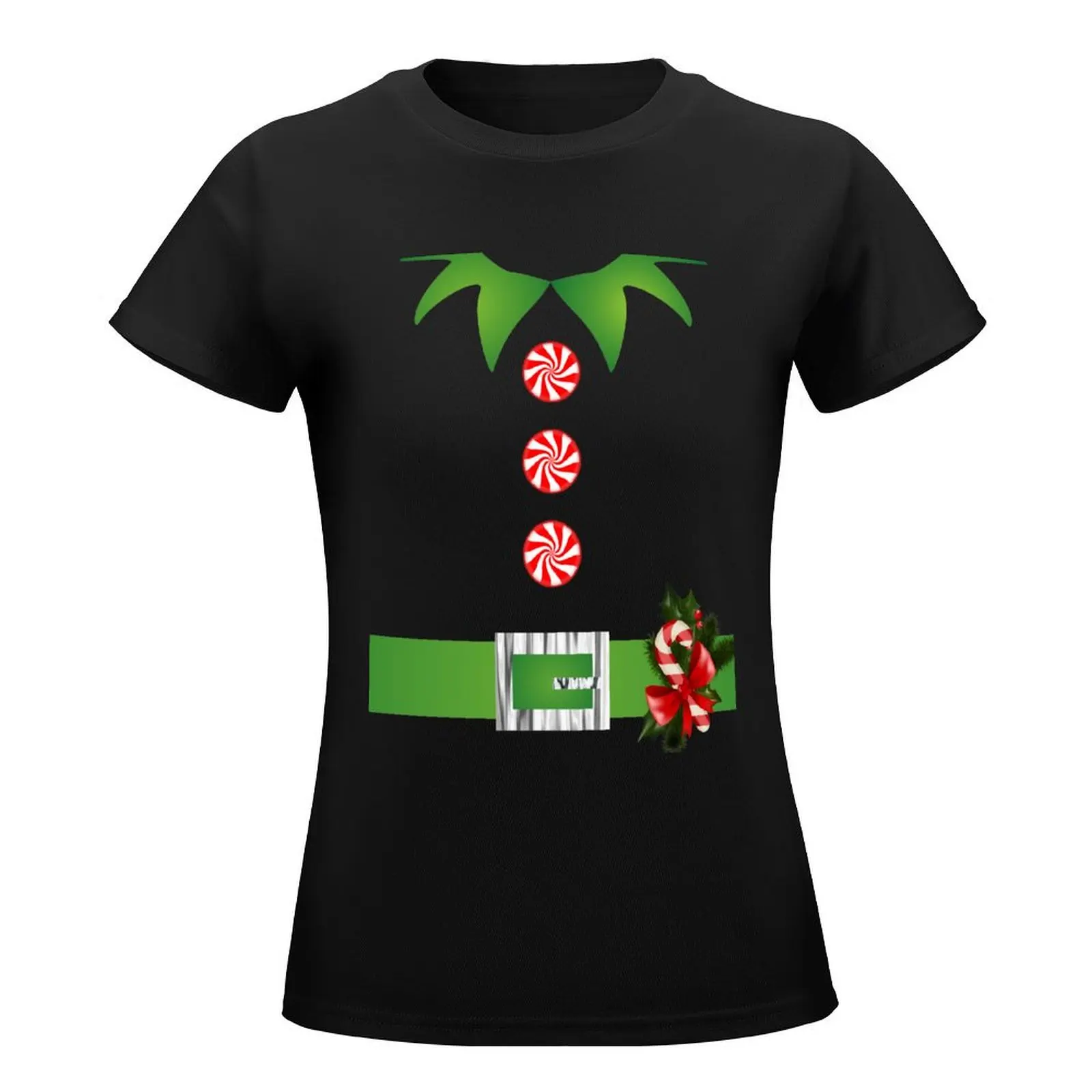 green elf Merry Christmas Santa's helper elf costume T-Shirt new edition female Short sleeve tee Women's summer blouses 2024