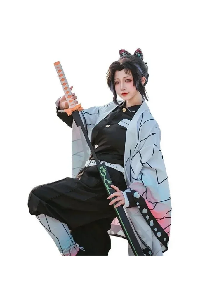 Kochou Shinobu Kostuum Cosplay Anime Shinobu Pruik Haori Uniform Vrouw Kids Halloween Jurken - afbeelding 2