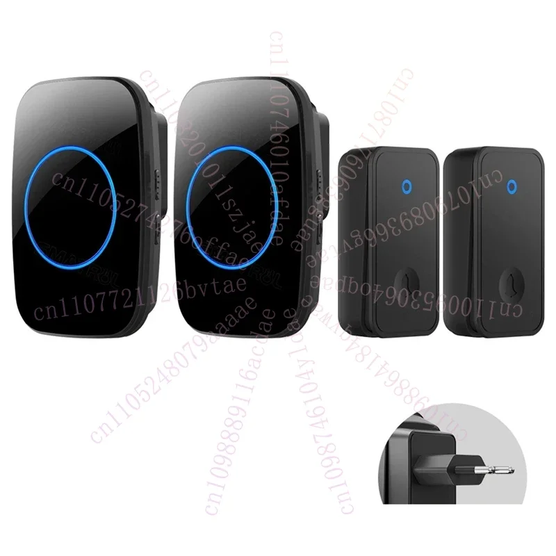 CEA Self Powered Wireless Doorbell No Battery Waterproof Door Bell for Kids Elderly Caller 2 Button 2 Receiver