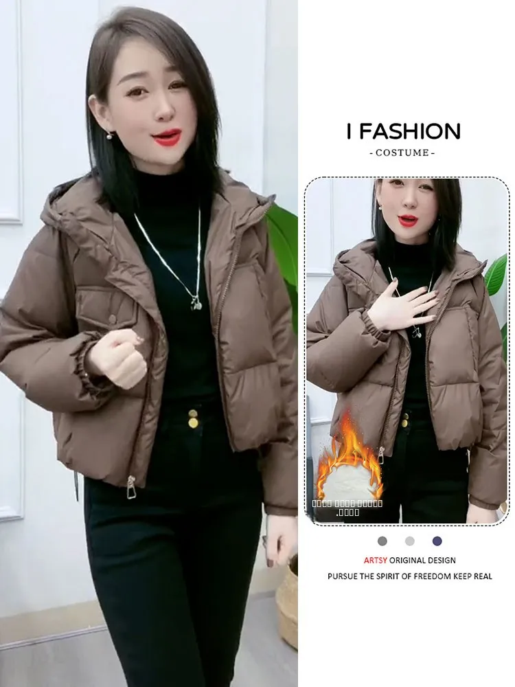 

Женское пуховое пальто Jaet Thiened Bread Sle Faionable в Корейском стиле, хлопковое пуховое пальто, Новое поступление, качество премиум-класса