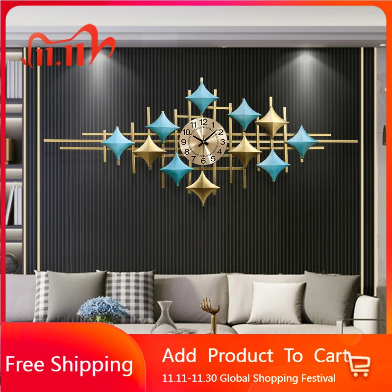 Modern Large Wall Clocks Luxury Living Room Restaurant Nordic Wall Watch Silent Minimalist Horloge Murale Home Decoration