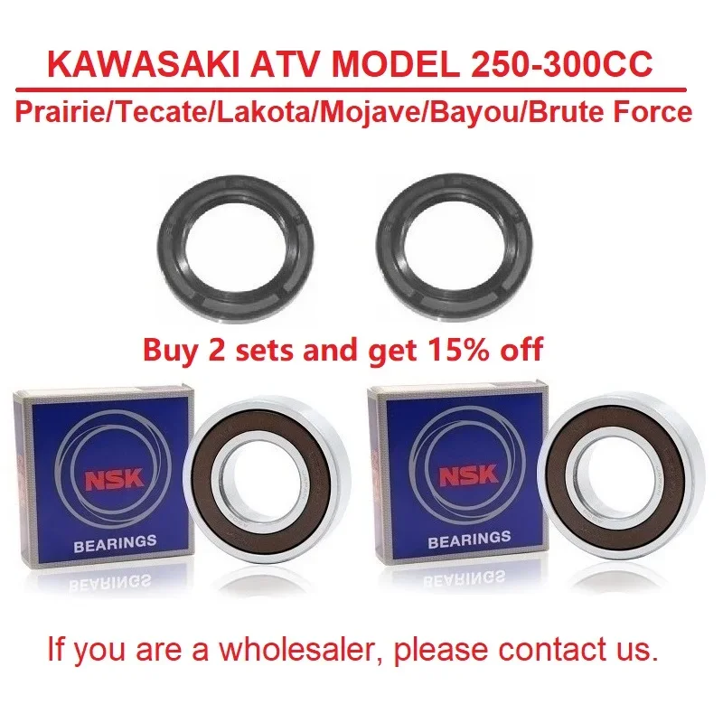 For KAWASAKI Prairie Tecate Lakota Mojave Bayou Brute Force 300 KLT KXF KLF KVF 300 250 Wheel bearing and seal kits ATV parts