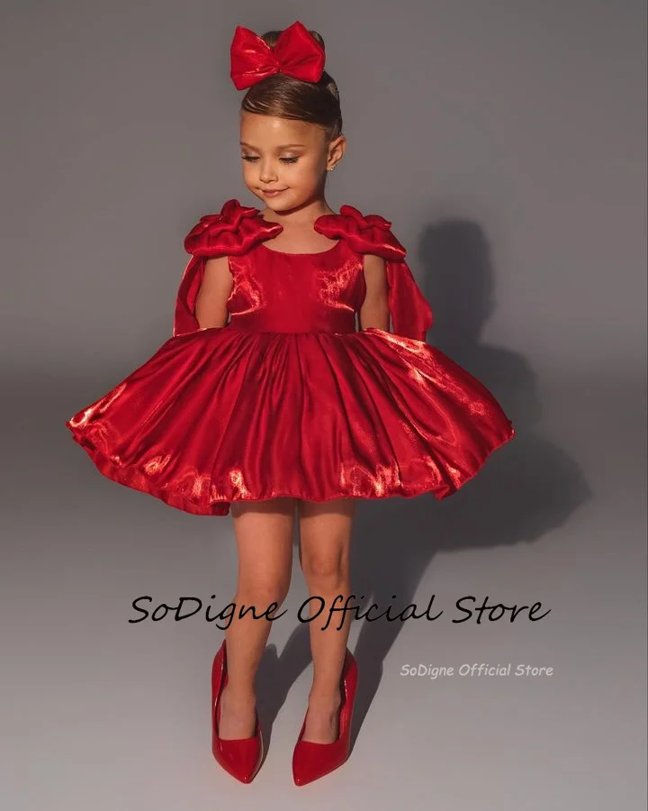 SoDigne Satin A-line Simple Flower Girl Dress Sleeveless O-neck Skirt Girls Party Dresses 2025 Elegant Kid Gown Customized