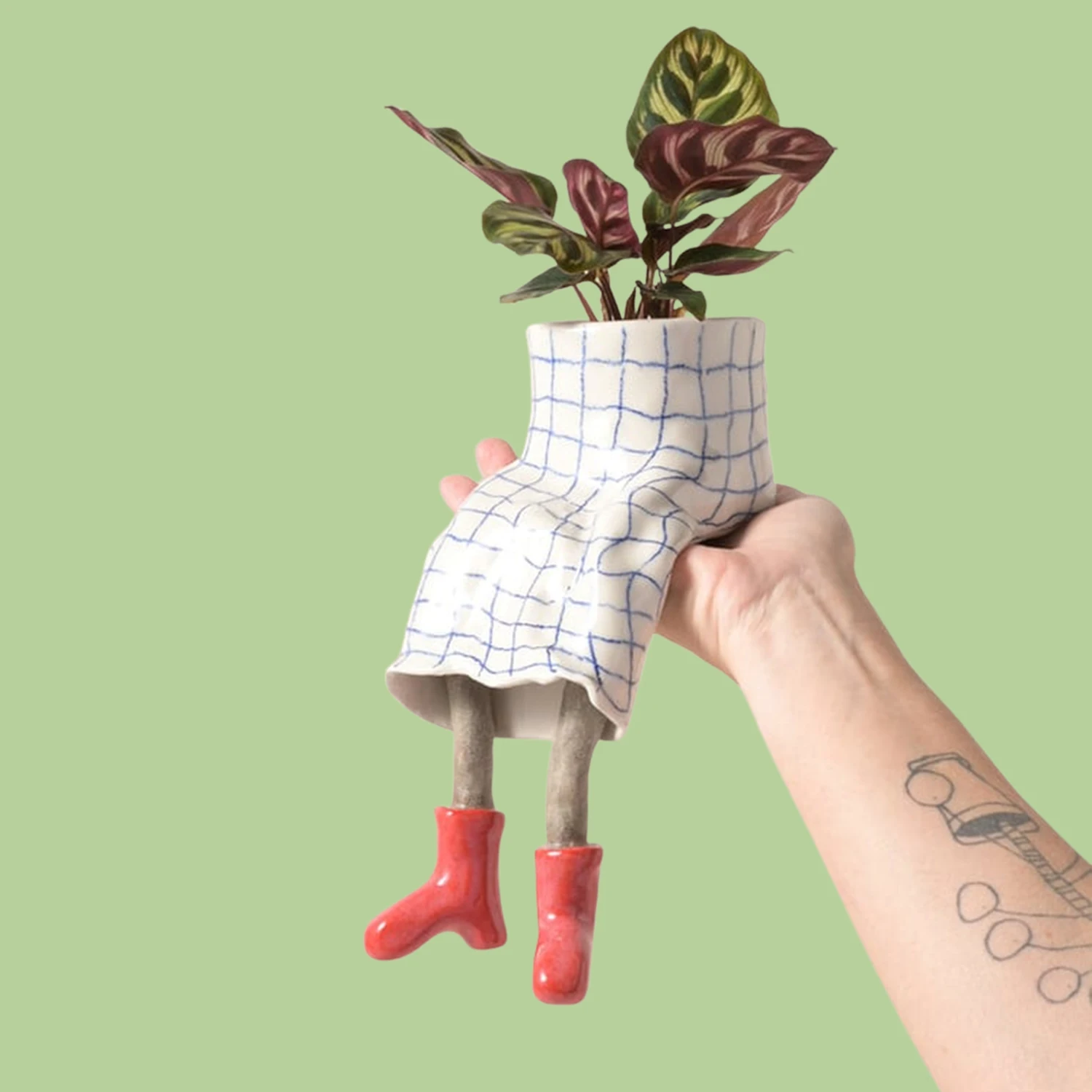 1pc pendurado pendurado pernas planta pote, roupas criativas em forma de plantador de cerâmica, para suculentas & pequenas plantas verdes, decoração de mesa