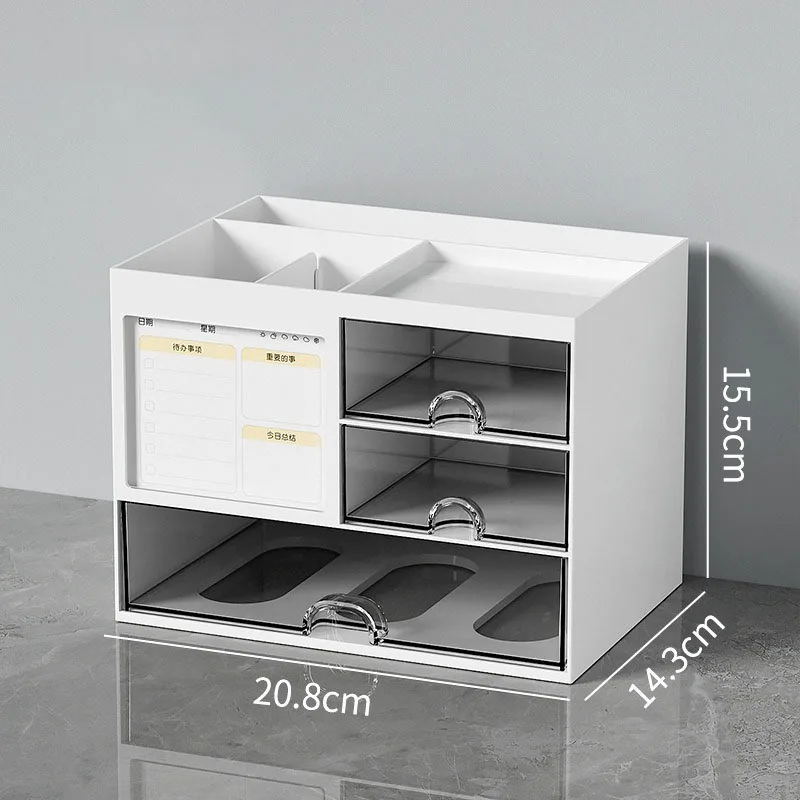Table Top Storage Box with Drawer Multifunctional Office Desk Organizer Shelf Suitable for Stationery Lipstick Remote Control