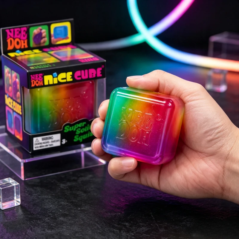 Rainbow Gradient Ice Cubes Pinch Le Cat's Paw Transparent and Clear Decompression Can Pinch Small Jelly Glue Sea